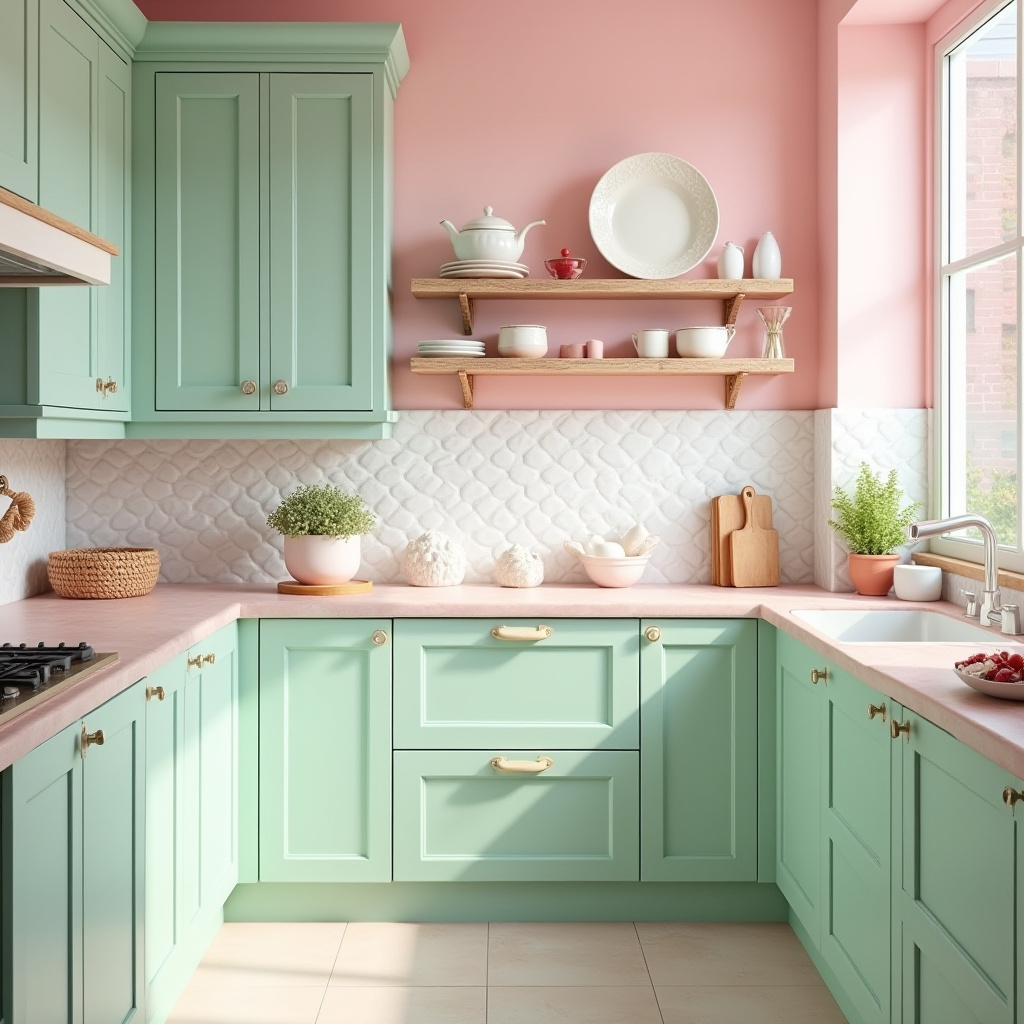 pink and green kitchen 11