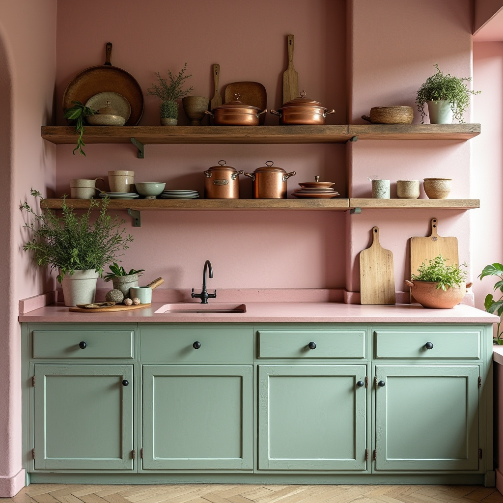 pink and green kitchen 12