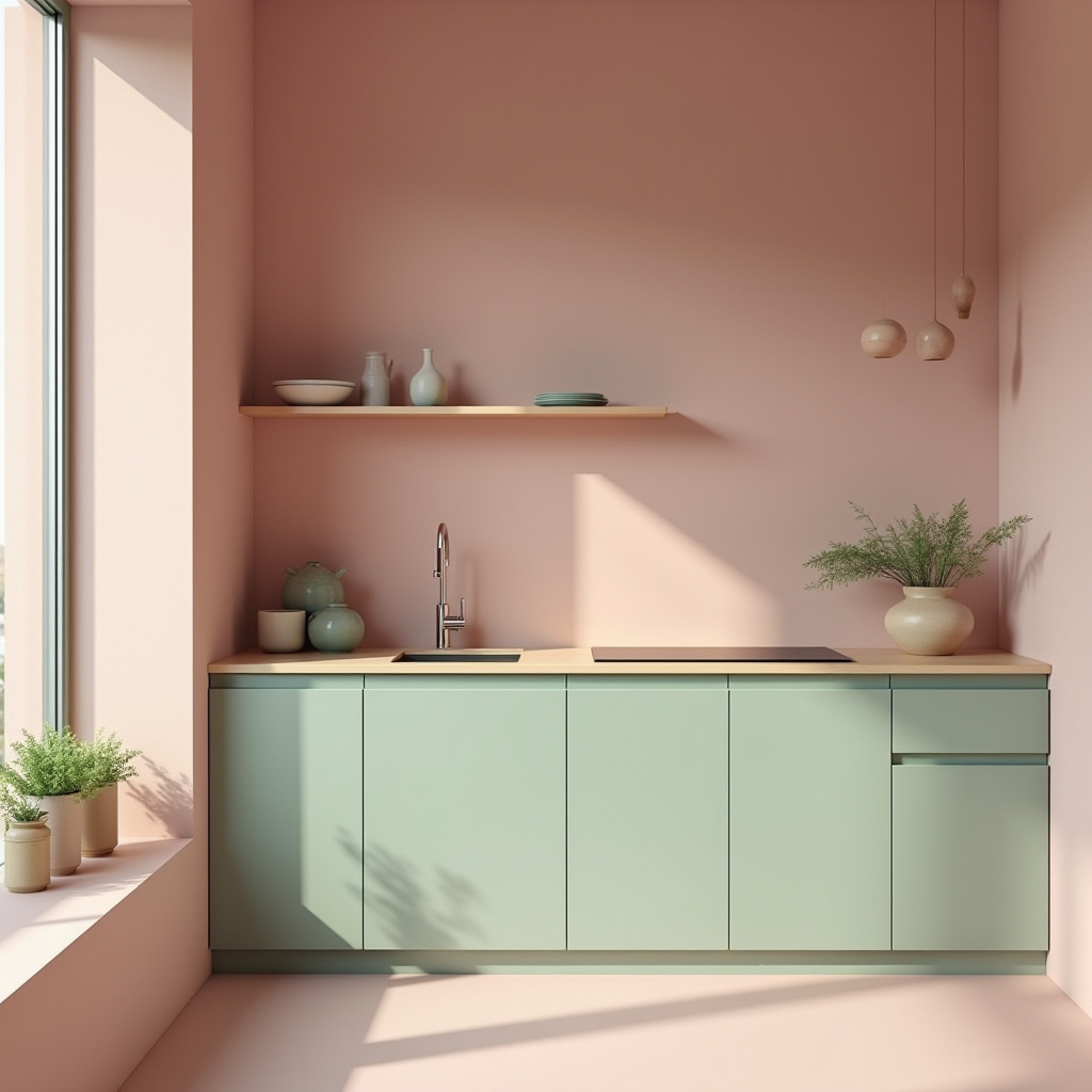 pink and green kitchen 14