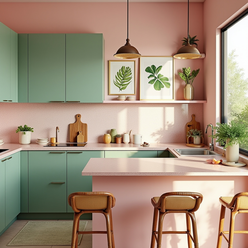 pink and green kitchen 15