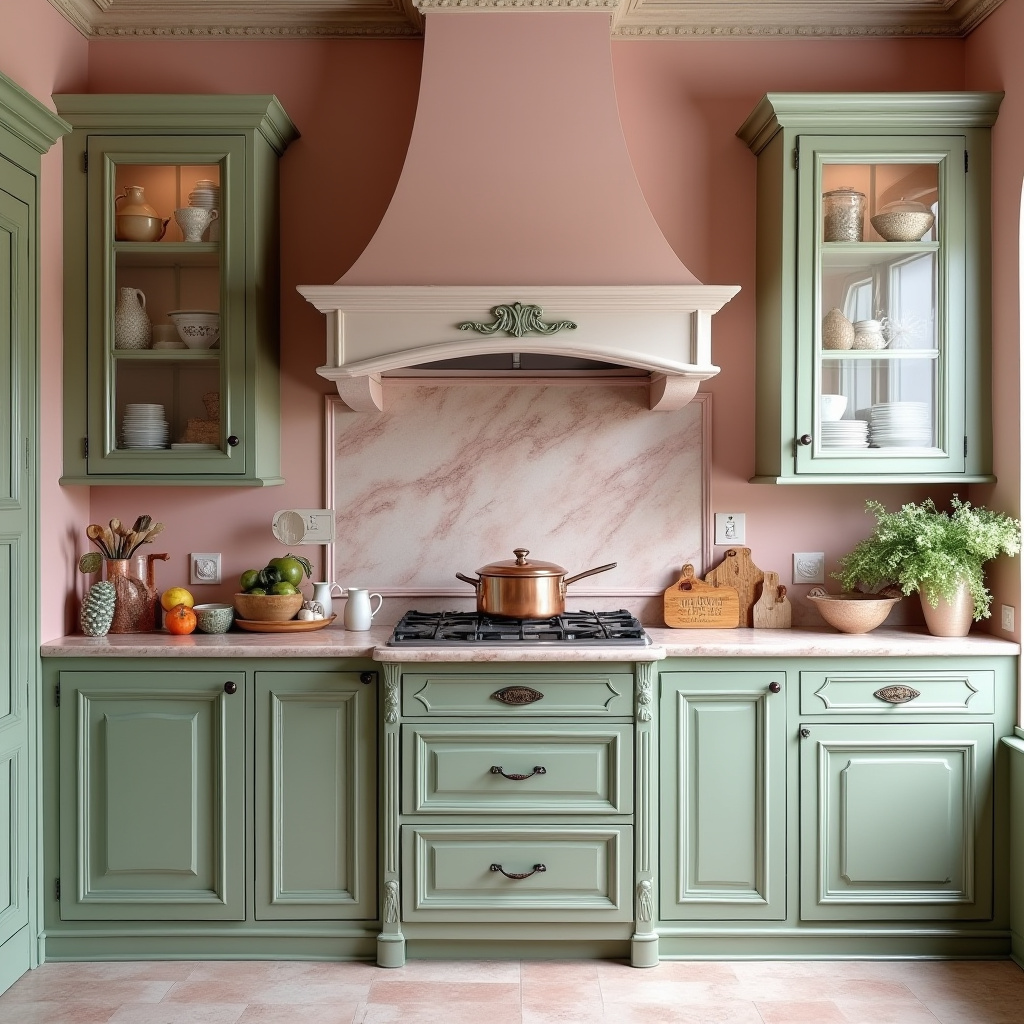 pink and green kitchen 16