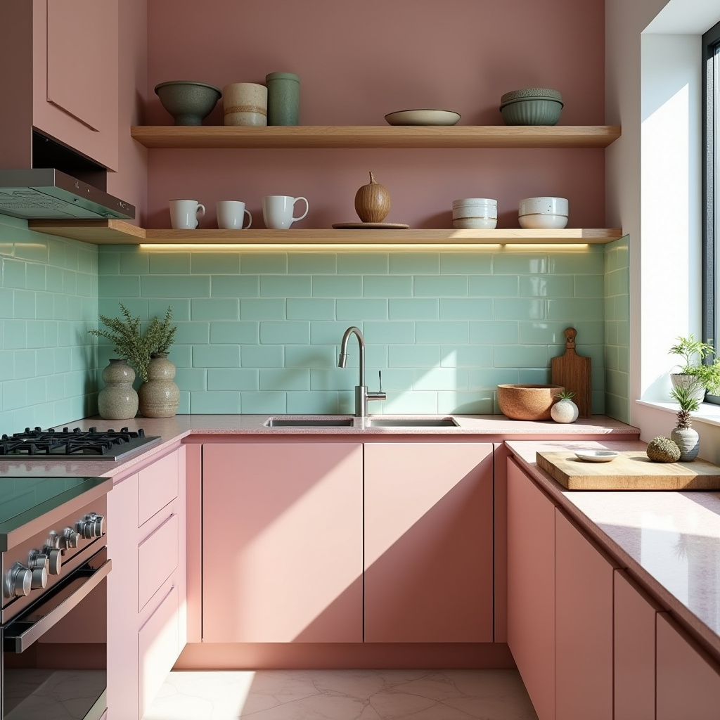pink and green kitchen 2