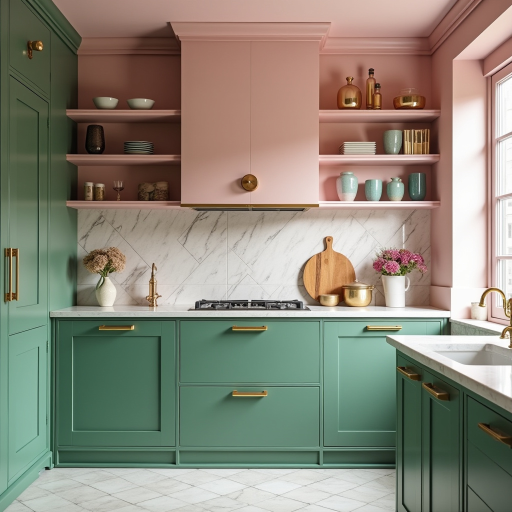 pink and green kitchen 9