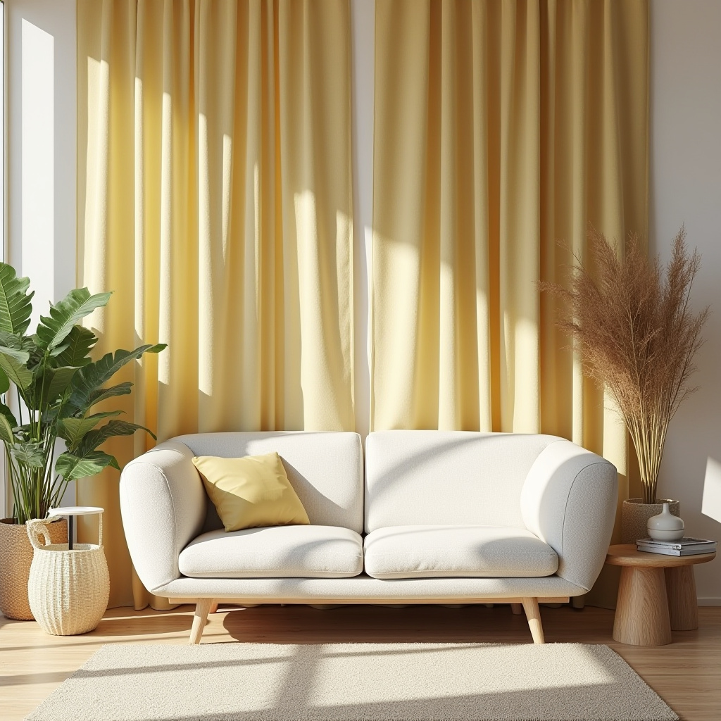 yellow curtains living room 10