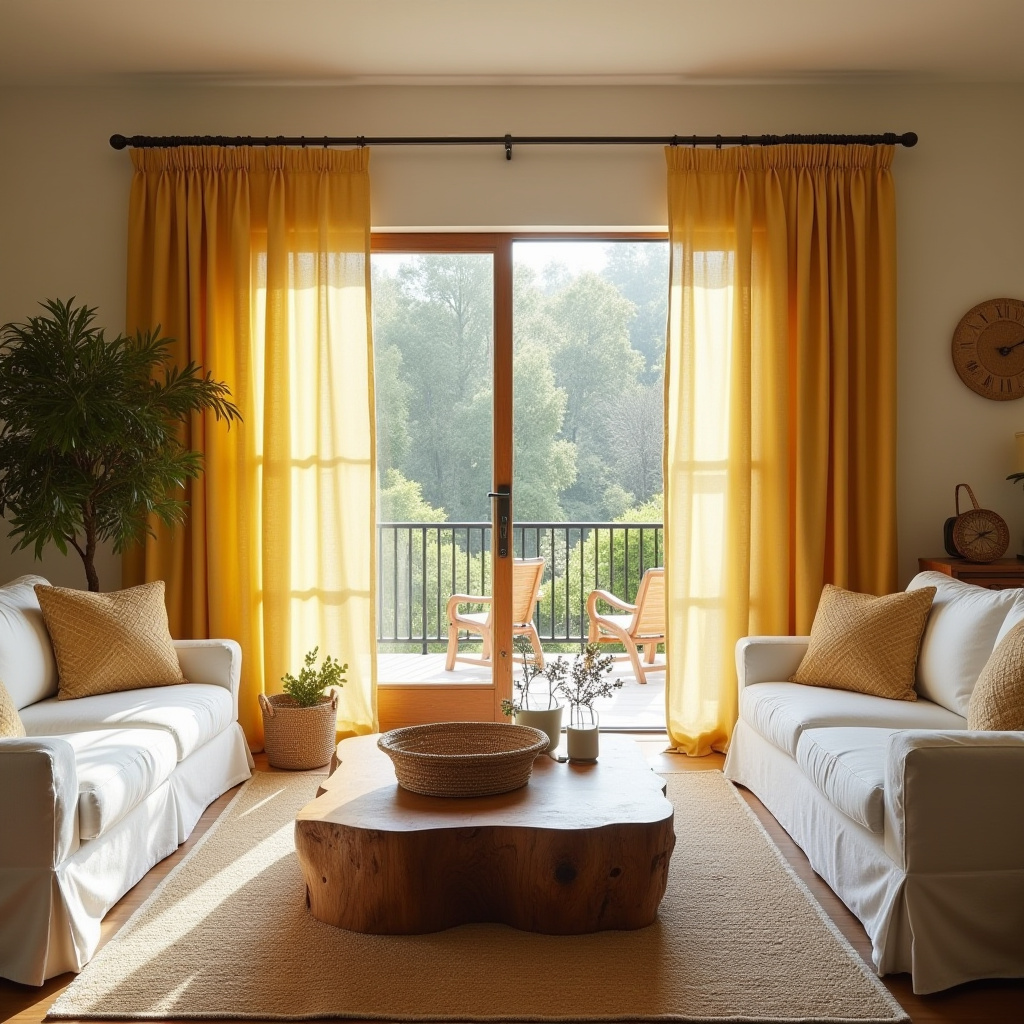 yellow curtains living room 16