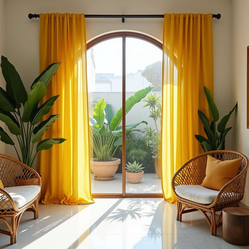 yellow curtains living room 18