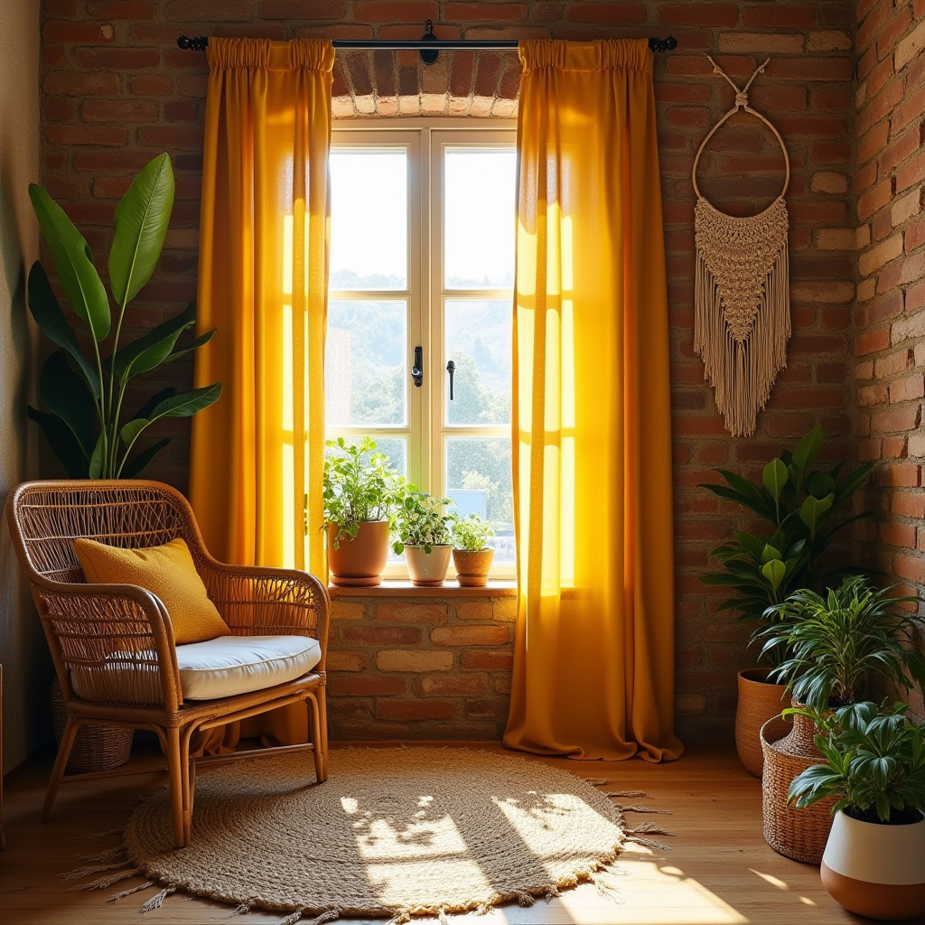 yellow curtains living room 2