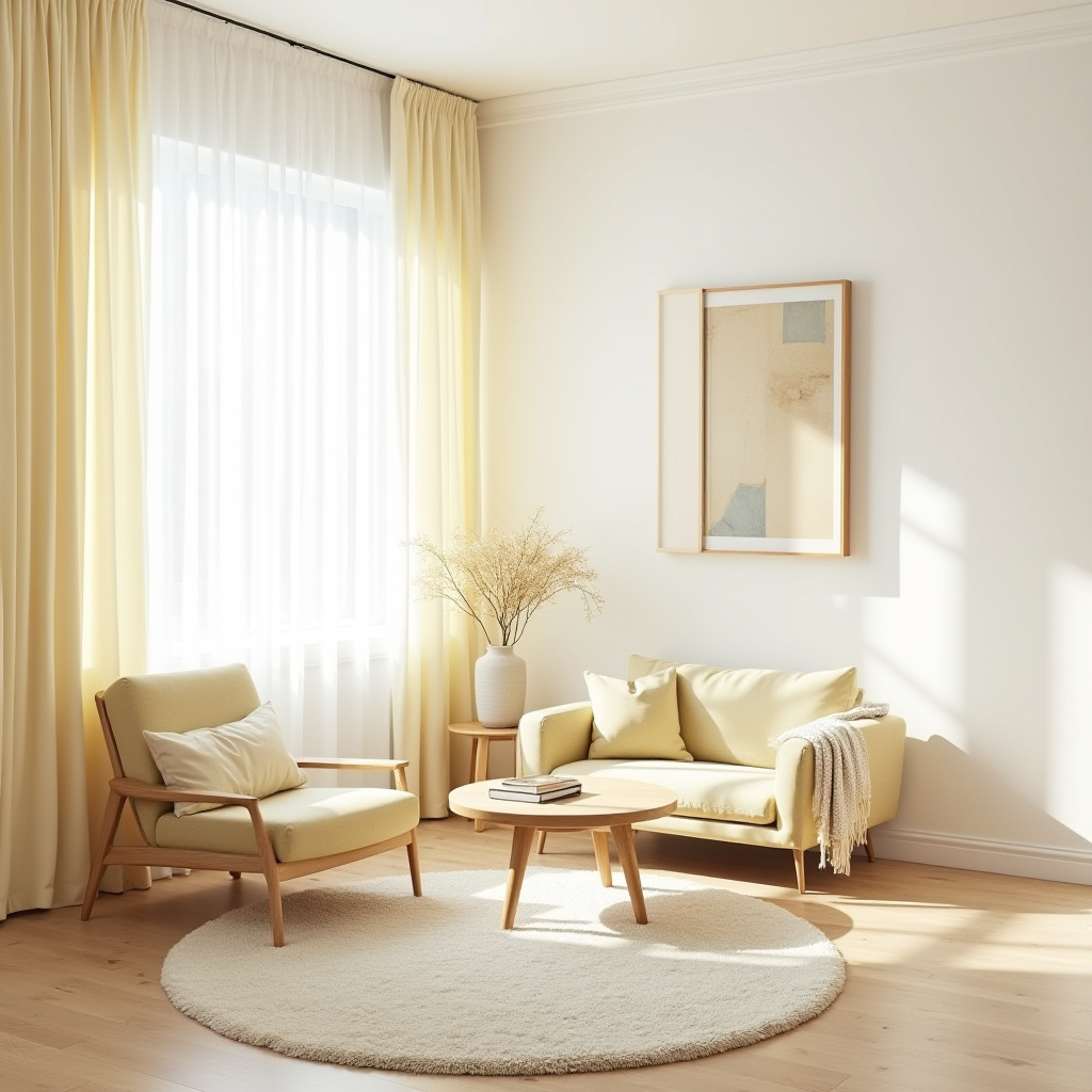 yellow curtains living room 3