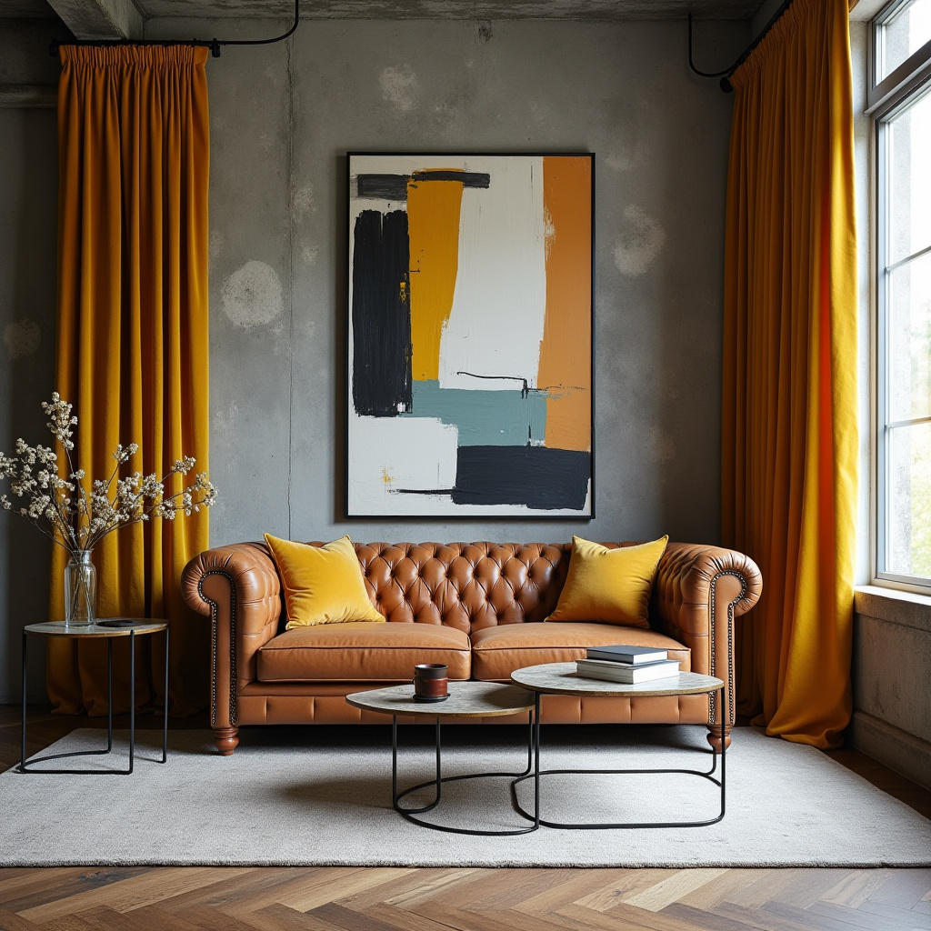 yellow curtains living room 5