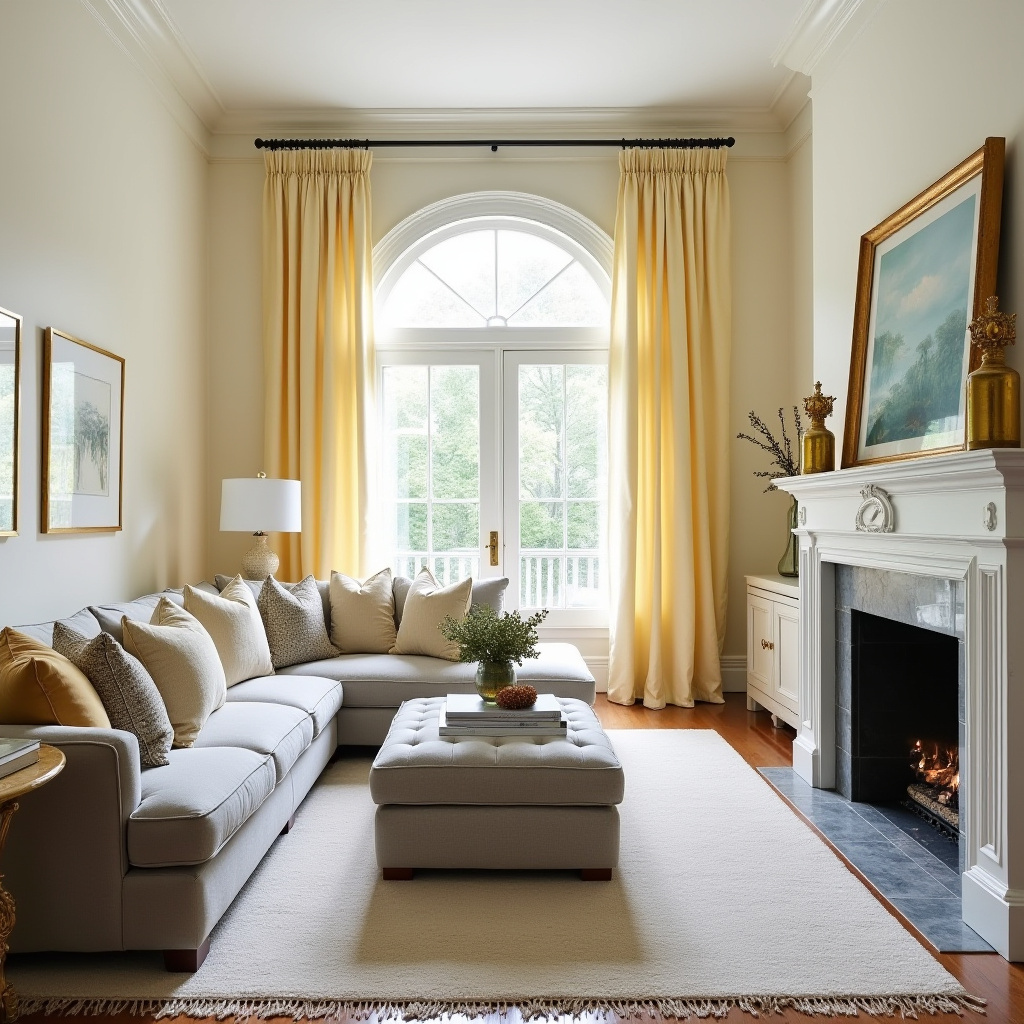 yellow curtains living room 6