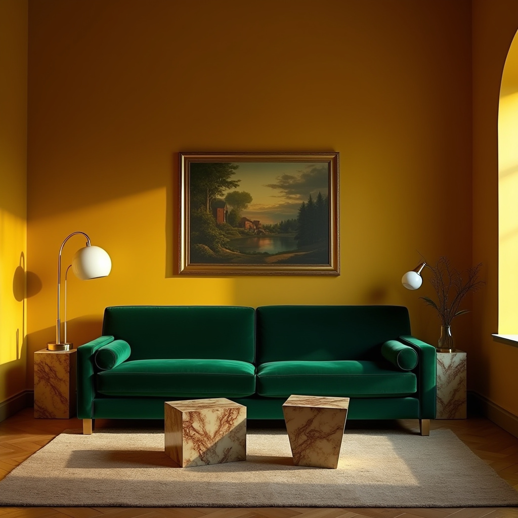 yellow walls living room 13